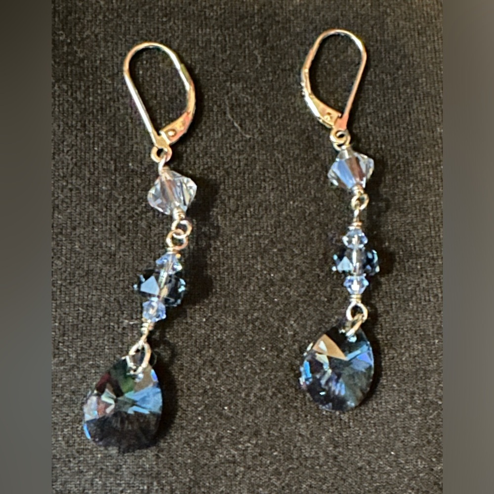 Sterling silver blue drop earrings